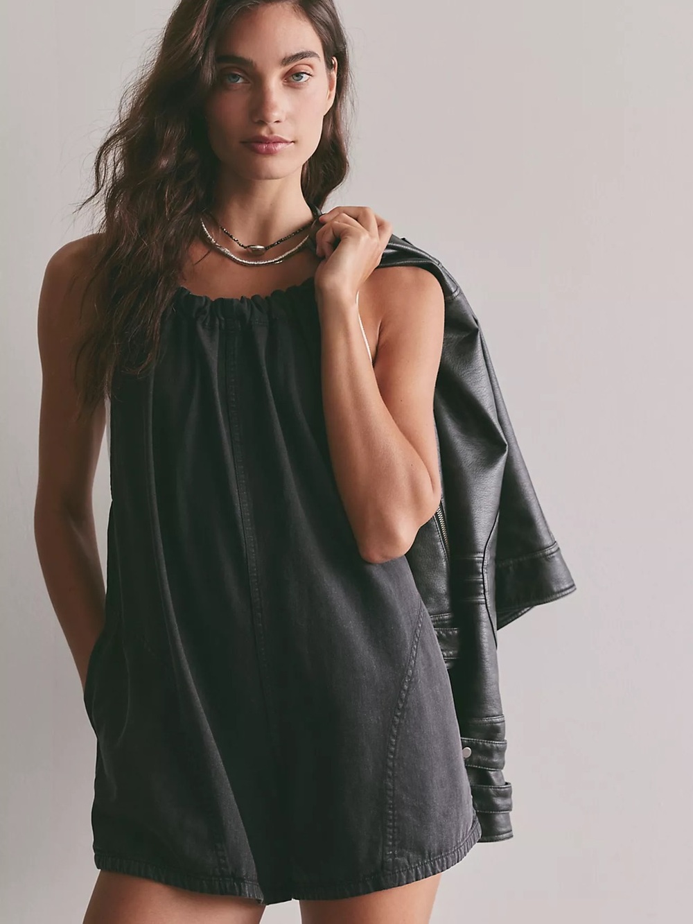 FREE PEOPLE Freebird Shortalls in Black S